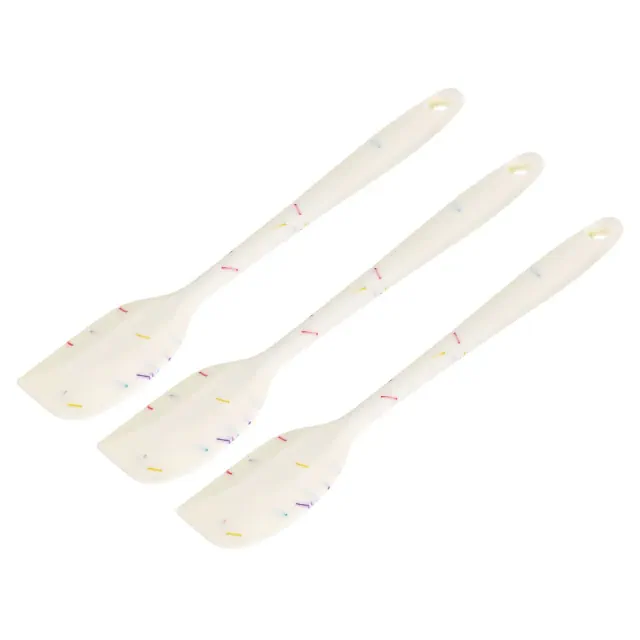 Unique Bargains Heat-resistant Scraper Silicone Spatula Spoon for Baking Cooking Mixing 8.5” White 3 Pcs
