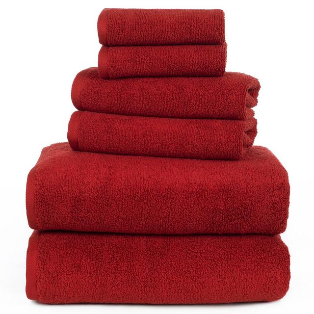 Solid Bath Towels And Washcloths 6pc Burgundy - Yorkshire Home