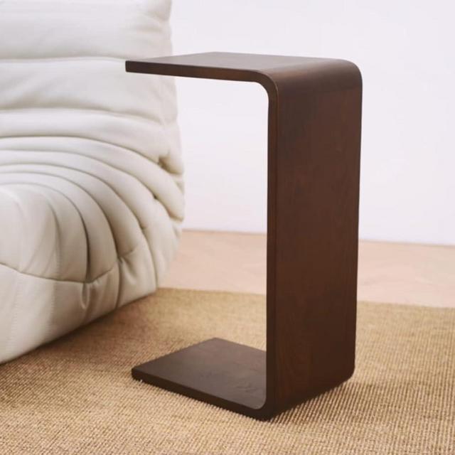 COZYMATIC Carlisha C-Shaped End Table Sofa Table Coffee Table Solid Wood Frame for Living Room Side Table for Bedroom, Walnut Brown