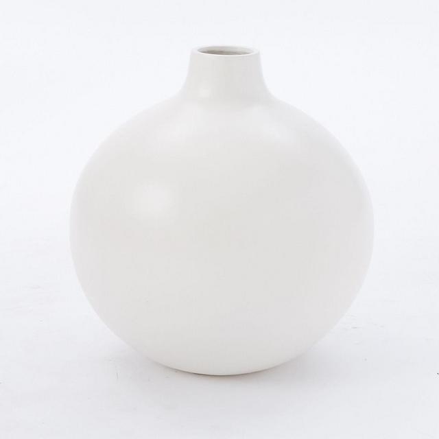 Pure White Ceramic Vase, Oversized Ball