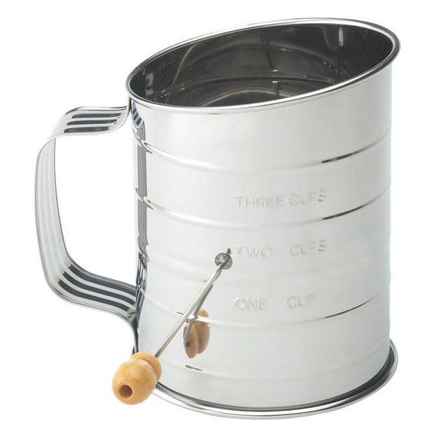 Mrs. Anderson's Baking® Hand Crank 3-Cup Flour Sifter in Stainless Steel