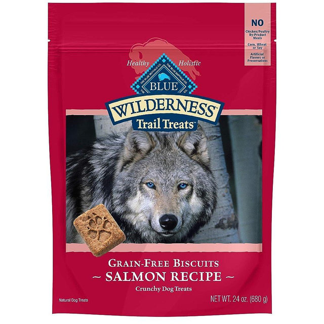 Blue Buffalo Wilderness Trail Treats High Protein Grain Free Crunchy Dog Treats Biscuits, Salmon Recipe 24-oz Bag