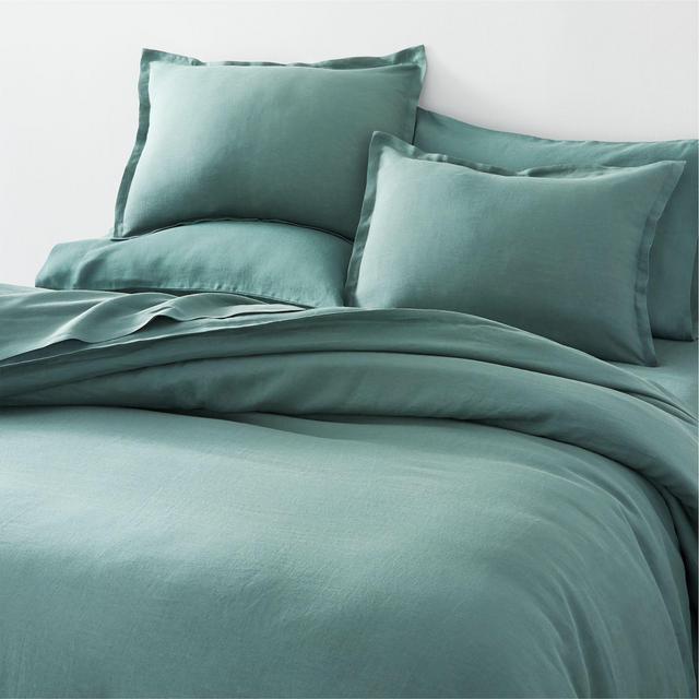 Pure Linen Solid Duck Green Full/Queen Duvet Cover