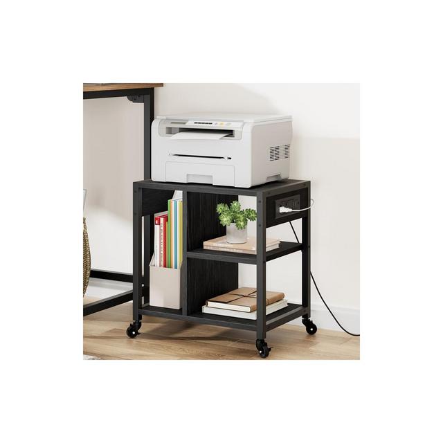 Under Desk Printer Stand, Moveable Printer 4 Tier Stand with Wheels for Office Home, Desktop Printer Table with Storage Shelf
