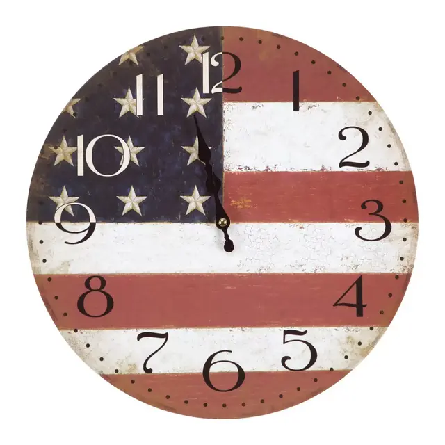 Yosemite Home Décor Ole Red, White & Blue Patriotic 13.31-Inch Wall Clock