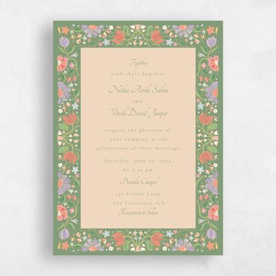 Green Wedding Invitation - Suraya Portrait