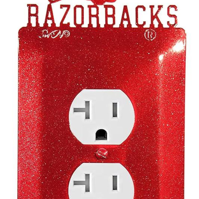 SWEN Products ARKANSAS RAZORBACKS Collegiate Metal Plate Cover (Single Outlet Red)