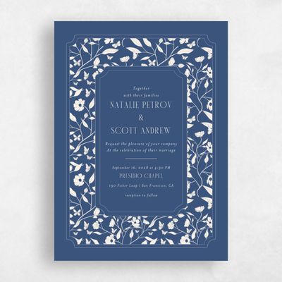 Dark Cobalt, Blue Wedding Invitation - Isabeau Portrait