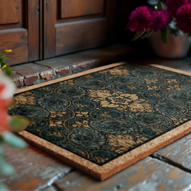 Floral Bird Coir Doormat, Mediterranean Welcome Mat