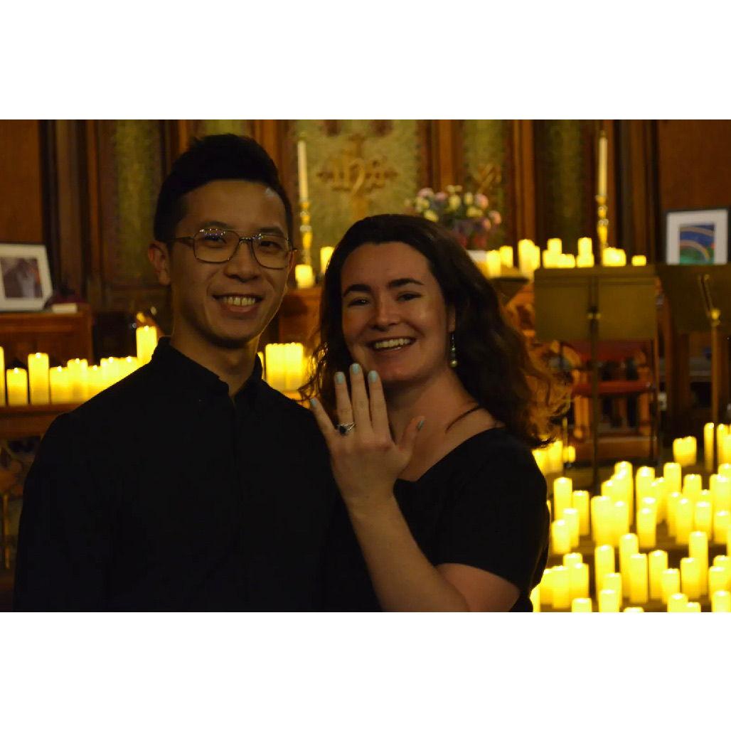 2024 - Terance proposed at a candlelight concert at the Church of the Covenant on Newbury Street. What was the setlist, you might ask? Lord of the Rings and Harry Potter songs!