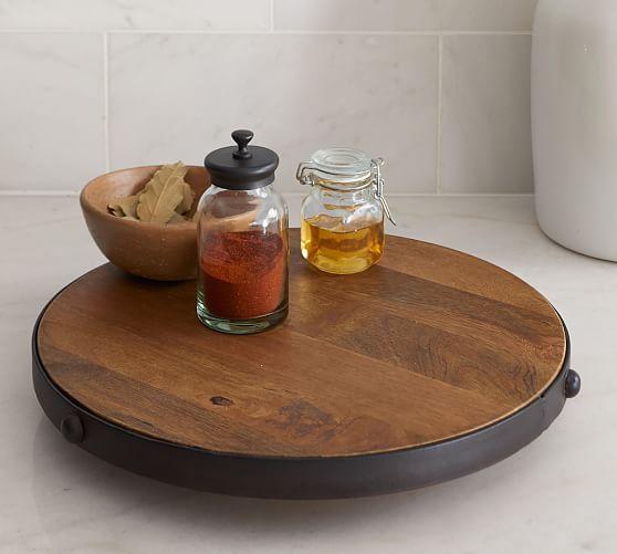 Vintage Blacksmith Metal & Wood Lazy Susan