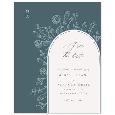 Deep Blue Spruce Wedding Digital Save the Date - Preciada Portrait