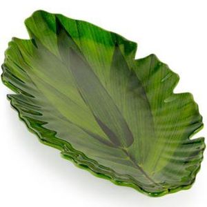 Q Squared Zen Melamine Small Green Leaf Platter