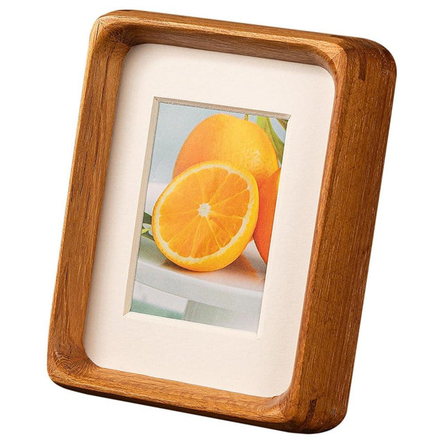 Youncewooder 4x6 Picture Frame with 3x4 Mat - Solid Teak Wood Farmhouse Frame, Wall & Tabletop Display for Wedding Photos & Home Décor (4x6,Teak)