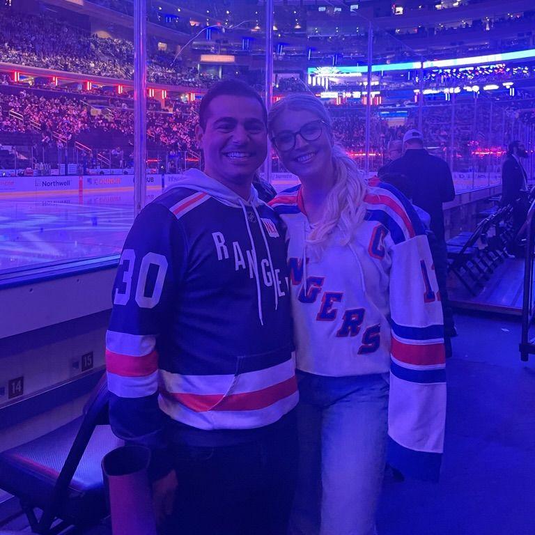 Ronnie brought me on a spontaneous date to a Rangers game and I got to sing on the Jumbotron (and won $1,000)