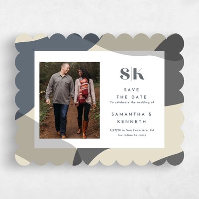 Grey Scalloped Wedding Save the Date - Everly Photo