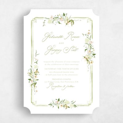 Green Ticket Wedding Invitation - Erica Classic