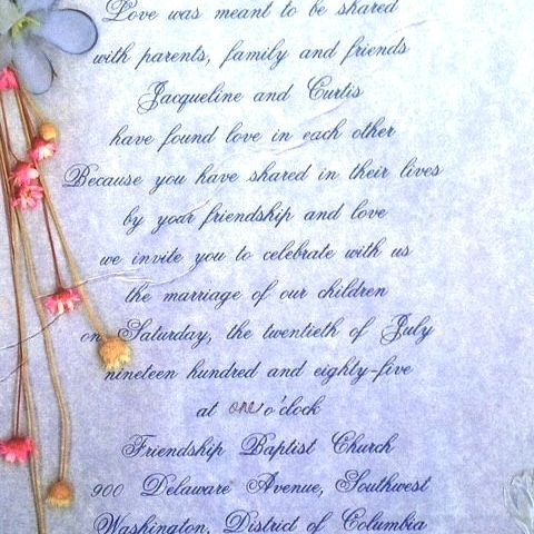 1985 Wedding Invitation