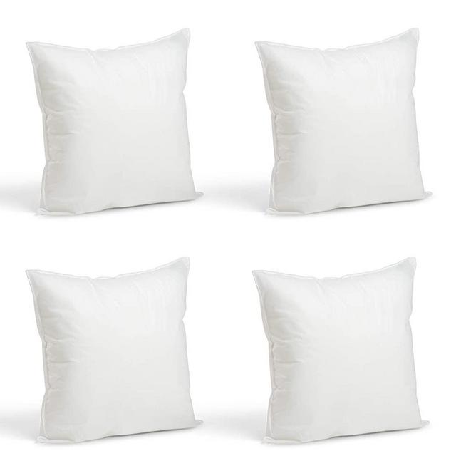 Foamily Set of 4-16 x 16 Premium Hypoallergenic Stuffer Pillow Inserts Sham Square Form Polyester, 16" L X 16" W, Standard/White