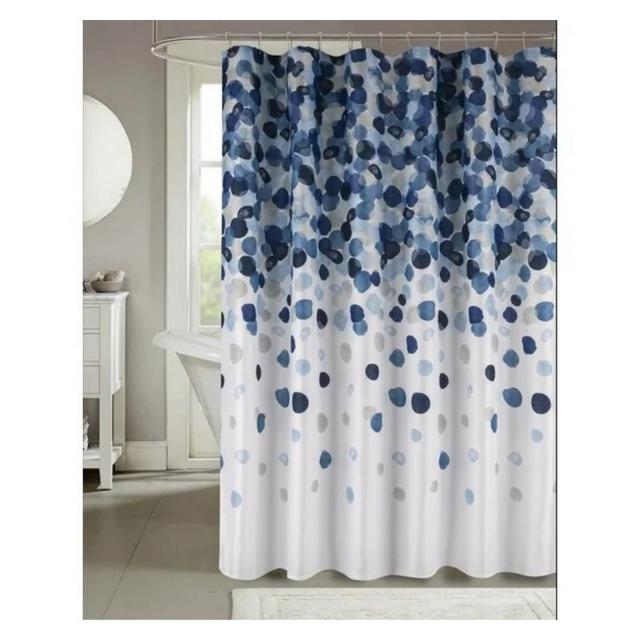 LunaLulinlk Modern Navy Blue Fabric Shower Curtain
