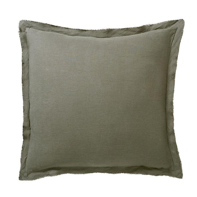 Loden Belgian Flax Linen Double Flange Euro Shams, Set of 3