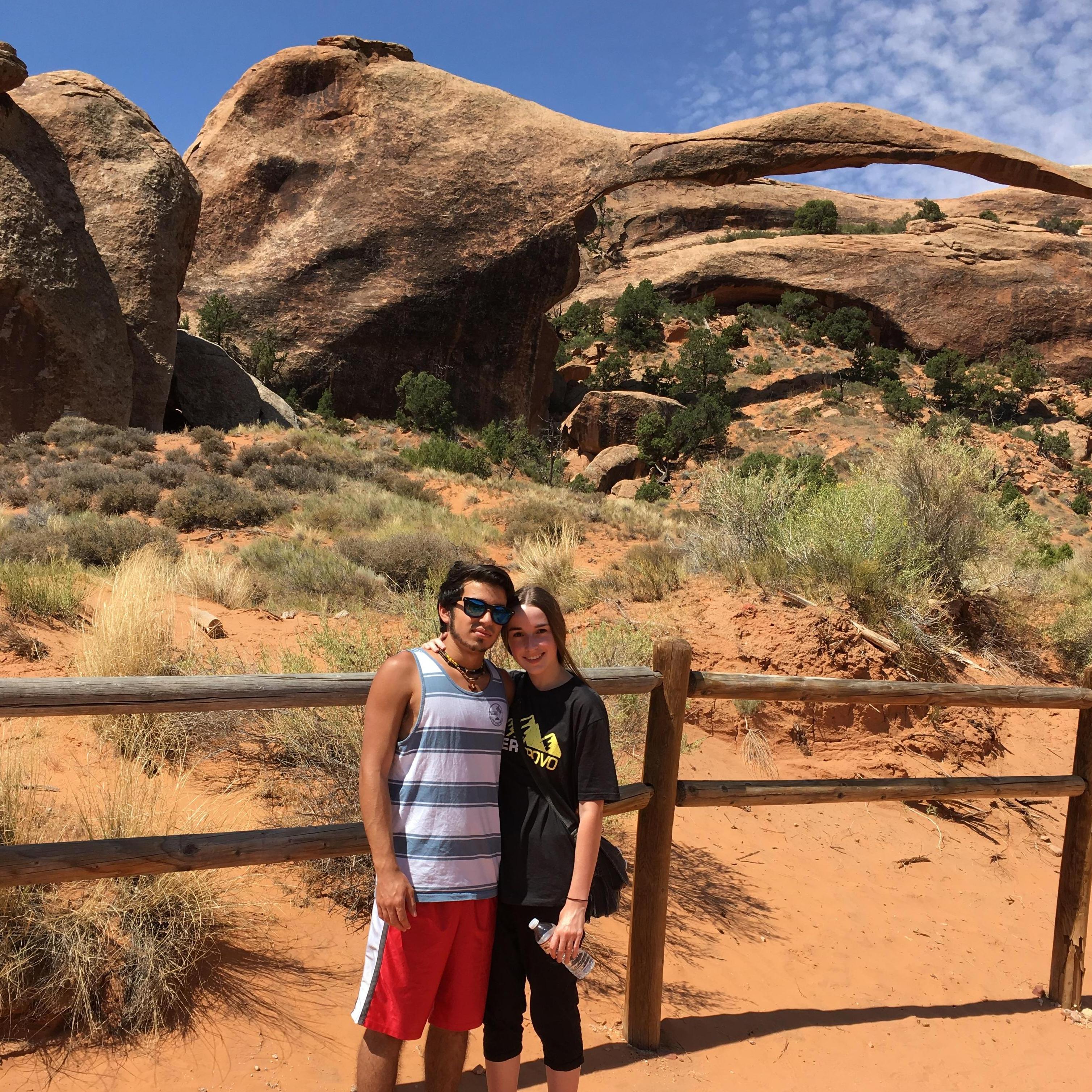 This photo was taken at Arches National Park in Utah during our first mission trip together. Talk about HOT! - July 17, 2017