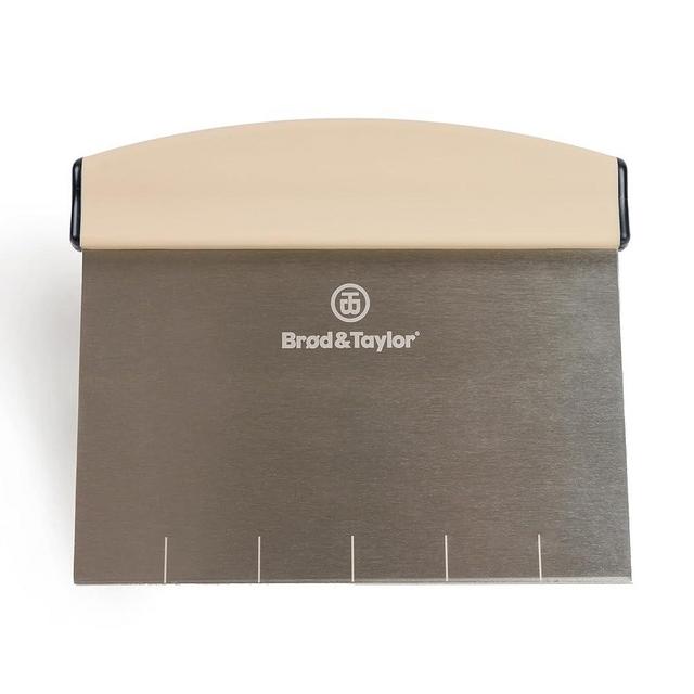 Brod & Taylor Bench Knife with 1" Markings and Non-Slip Rubber Handle, Dough Cutter for Home-Kitchen Baking (6" x 5.25" Surface), 100% Dishwasher Safe