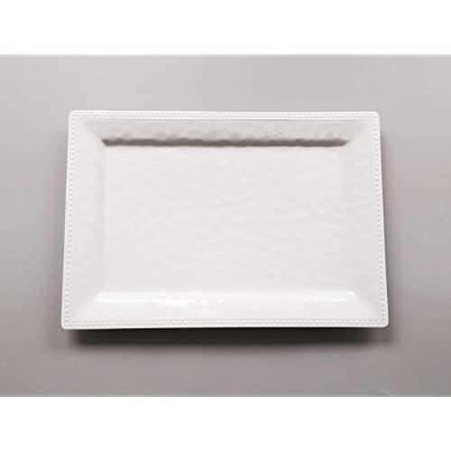 Emboss effectSet of 2 Melamine Rectangular Serving Trays/Platters - White (2)