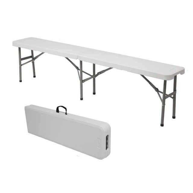 VINGLI 6 feet Plastic Folding Bench,Portable in/Outdoor Picnic Party Camping Dining Seat,Off-White Garden Soccer Multipurpose Entertaining Activities