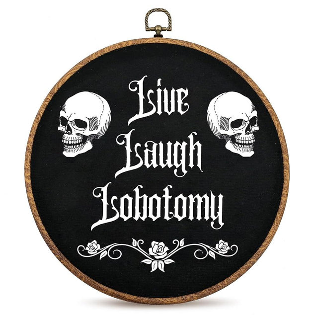 Gothic Wall Decor,Funny Humor Goth Home Decor,Live Laugh Lobotomy Sign For Gothic Decor,Dark Black Wall Art Hanging for Bedroom,Kitchen,Bathroom,Office