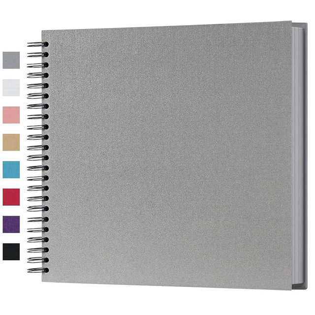 potricher 12 x 12 Inch Large DIY Scrapbook Photo Album 80 Pages Thick Kraft Blank Gray Paper Memory Book for Wedding and Anniversary Family (Gray, 12 Inch)