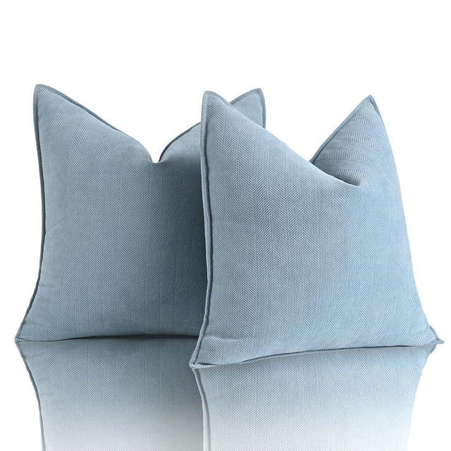 Anna's Whimsy Light Blue Pillow Covers 18x18 in Accent Neutral Pillow Covers Set of 2 Chenille Soft Throw Pillow Covers Decorative Throw Pillows for Couch Bed Farmhouse Living Room Home Pillow Case