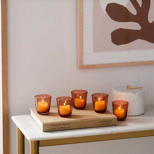 OPP Colored Glass Votives, Set of 5, Blush