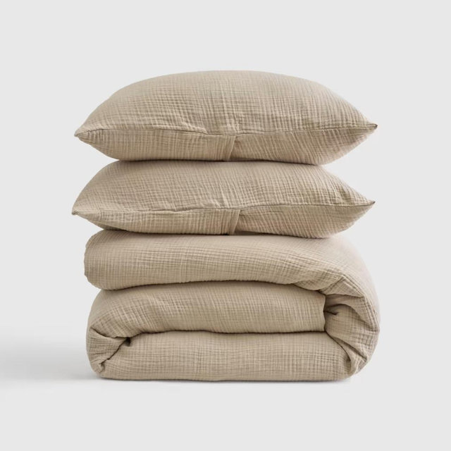 Organic Airy Gauze Duvet Cover Set | Quince | King | Dune