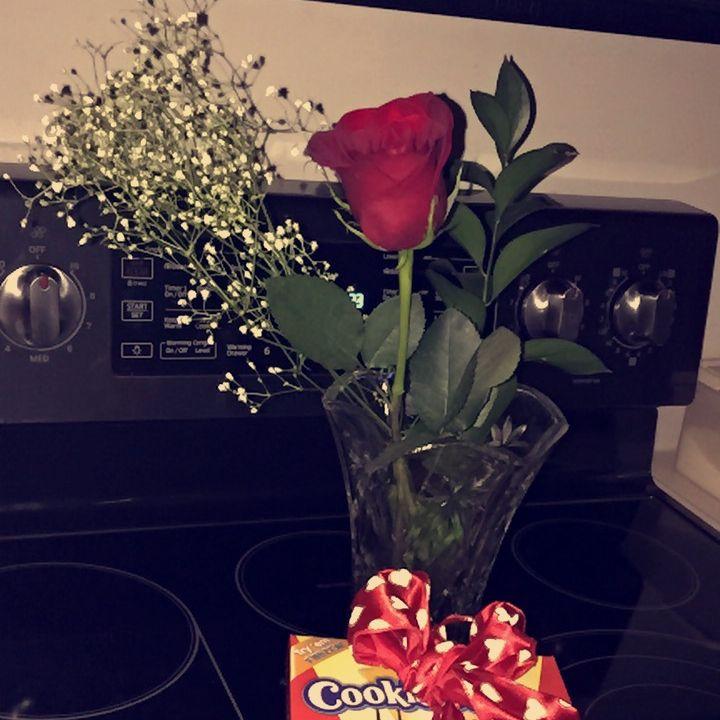 When we started dating, He got me roses to correlate with the number of months we were together for the first year. This is month 1!  I kept these roses & they will be used as petals for the aisle.