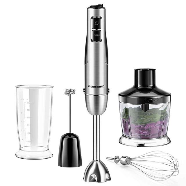 REDMOND Immersion Hand Blender, 5-in-1 Hand Blender 12 Speed Stick Blender with 500ml Food Grinder, BPA-Free, 600ml Container, Milk Frother,Egg Whisk,Puree Infant Food