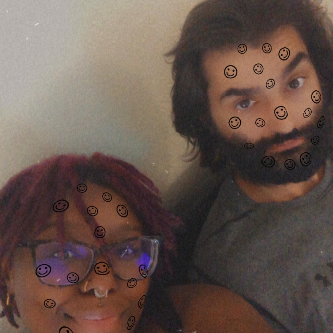 Random filtered photo of us when we barely started dating. Baby us! 🥹😌🥲