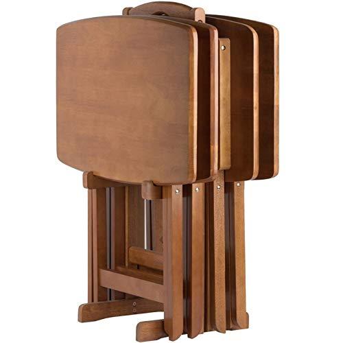 Pemberly Row Brown 5 Piece Transitional Oversized Solid Wood Snack Table Set