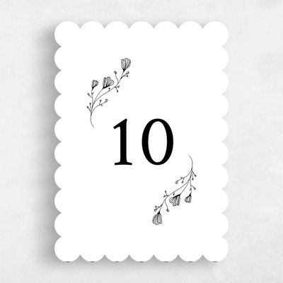 White Scalloped Wedding Table Number - Unconditional