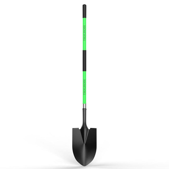 HIGHLIGHT Spade, Heavy Duty Gardening Shovel, Garden Shovel 56 inch for Digging, Round Shovel with D-Handle, for Garden,Beach, Snow, Fiberglass Handel, Green