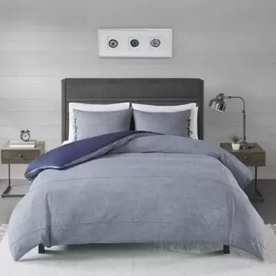 Madison Park Raven King/California King Duvet Cover Set in Denim Blue