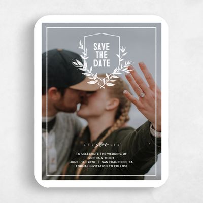 White Rounded Wedding Save the Date - Humboldt Portrait