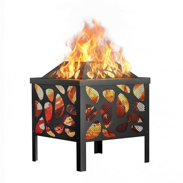 15.7 inch Small Fire Pit for Outside, Outdoor Wood Burning Fire Pit, with Anti-Spark Mesh Guard, Small Bonfire Pit,Firepit Bowl for Patio Camping Backyard Deck Picnic Porch