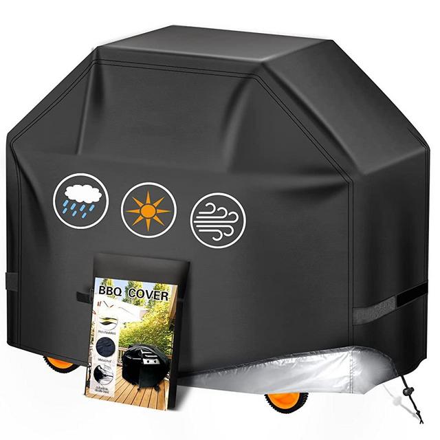 Grill Cover 65 inches BBQ Gas-Grill Cover, Waterproof,Anti-UV Material with Velcro Straps & Adjustable Hem Drawstring for Weber Char-Broil Monument, Brinkmann Dyna-glo Nexgrill Megamaster MASTERCOOK