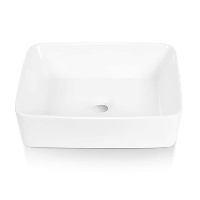 Sinber 19" x 15" White Rectangular Ceramic Countertop Bathroom Vanity Vessel Sink