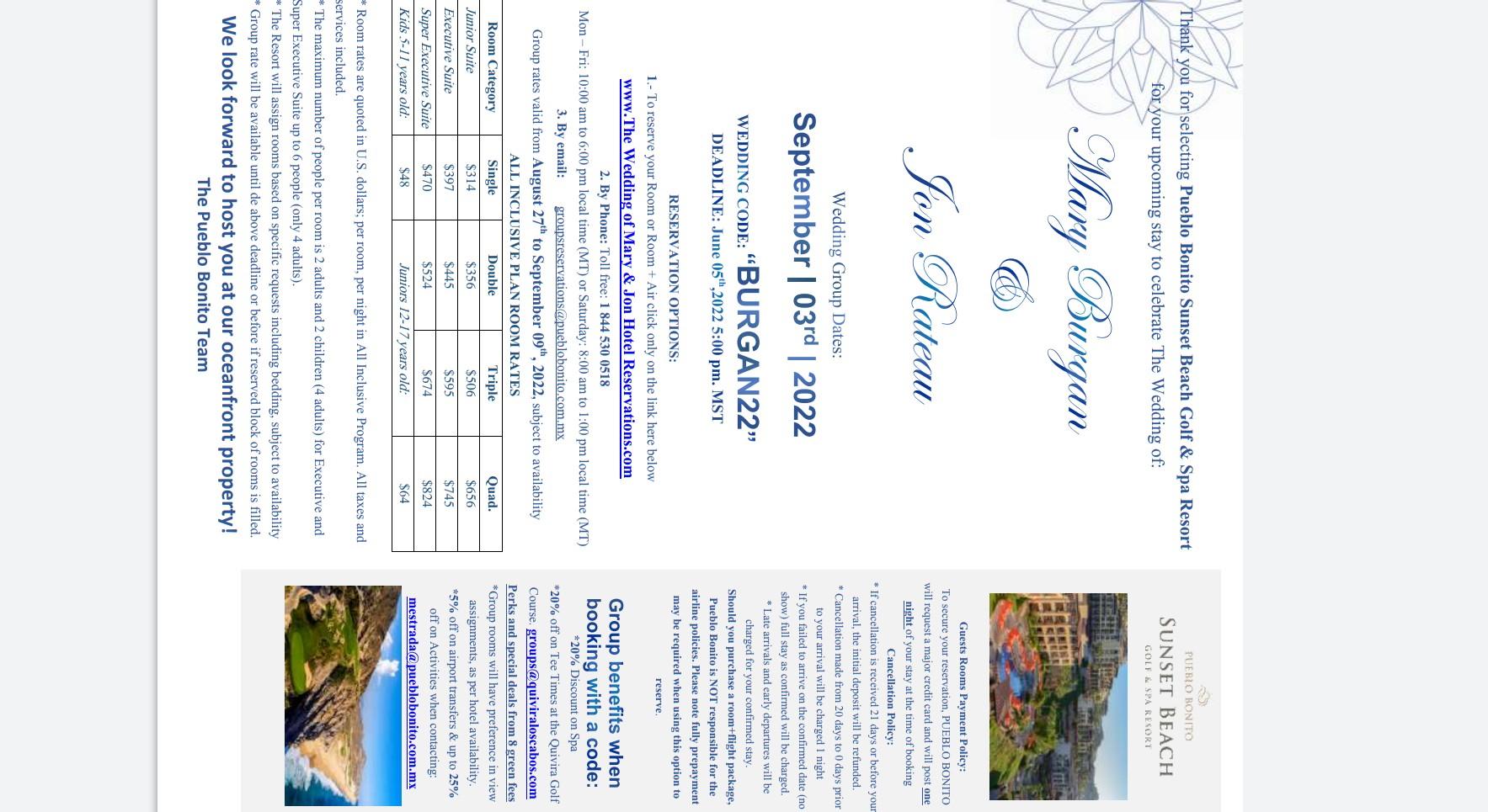 The Wedding Website of Mary Burgan and Jon Rateau