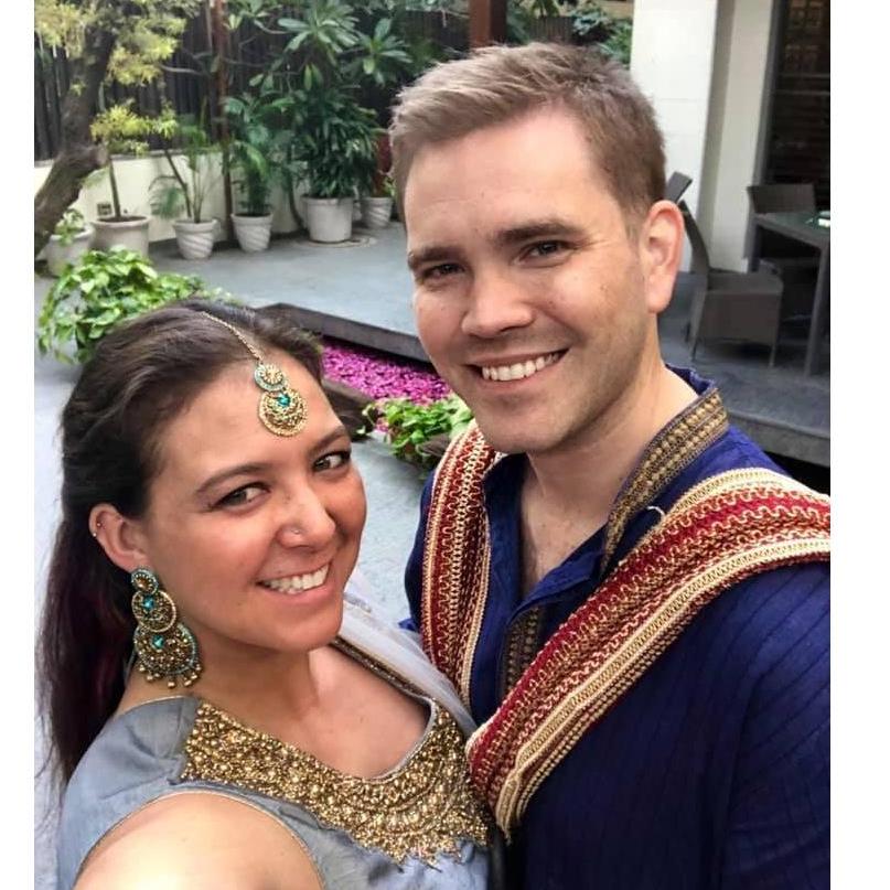 Looking fancy for a an Indian wedding in Delhi, India.
