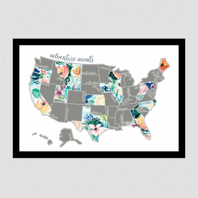 Rose Less Traveled - Silver US Scratch Off Map