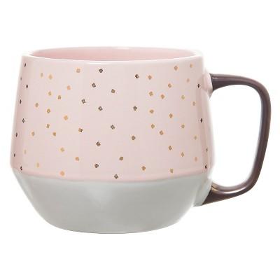 21oz Stoneware Mug Pink/White - Threshold™