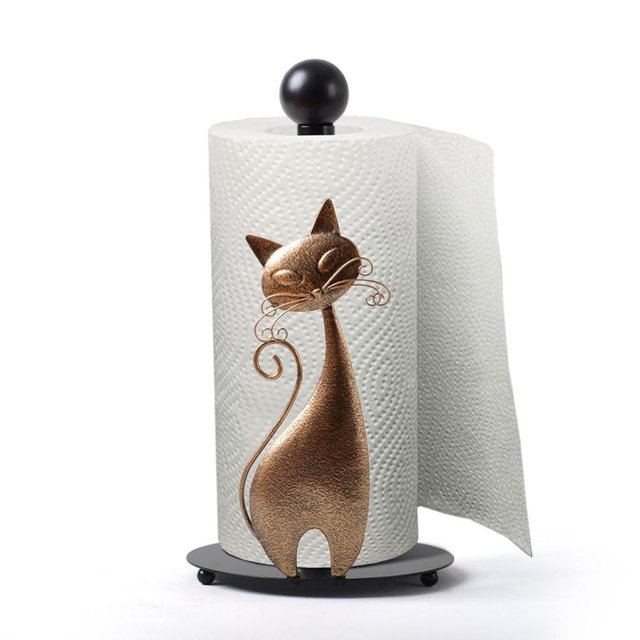 HAUCOZE Paper Towel Holder Countertop, Paper Tower Roll Holder, Toilet Paper Dispenser, Paper Towel Stand with Weighted Base for Kitchen 13.5inch
